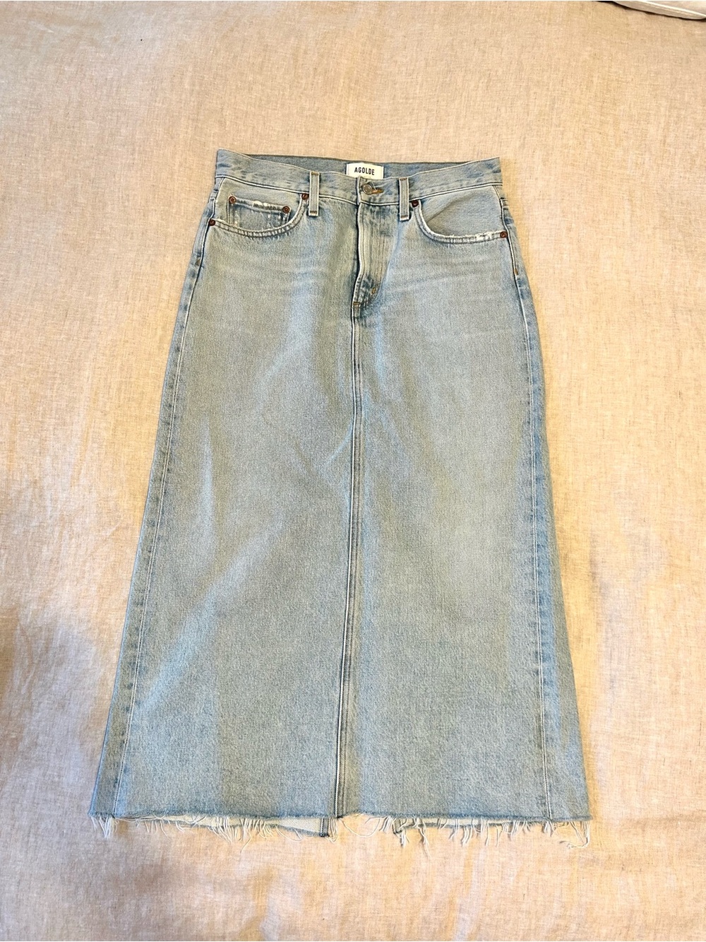 Agolde Light Blue High-Rise Denim Skirt